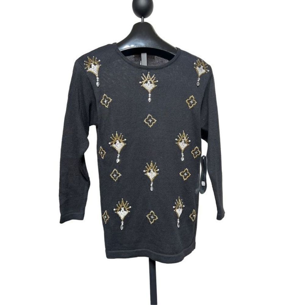 Victoria Harbour NWT Vintage Long Sleeve Embellished Sequin Sweater Med